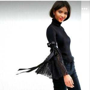 ASOS sweater with high neck and lace flare sleeves sz 4